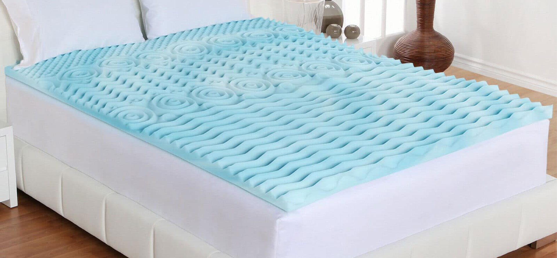 Cooling mattress topper blue.