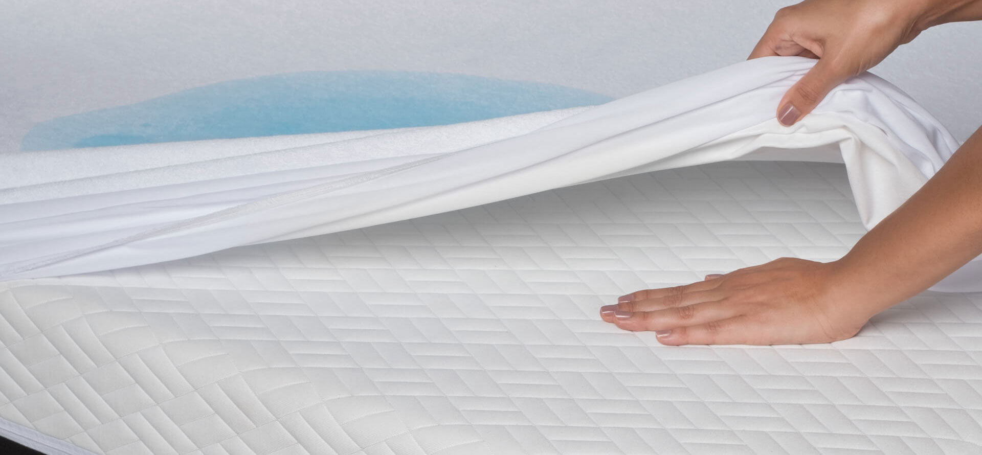 Mattress protector with hands.