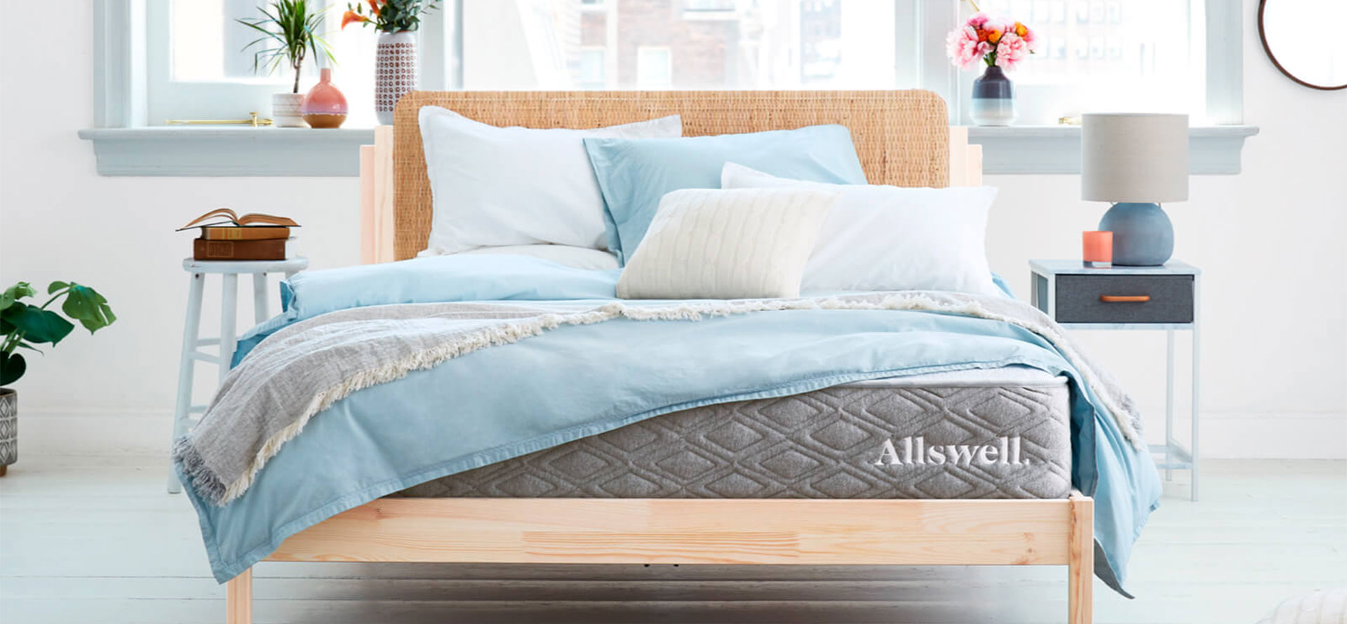 Allswell hybrid mattress in bed.