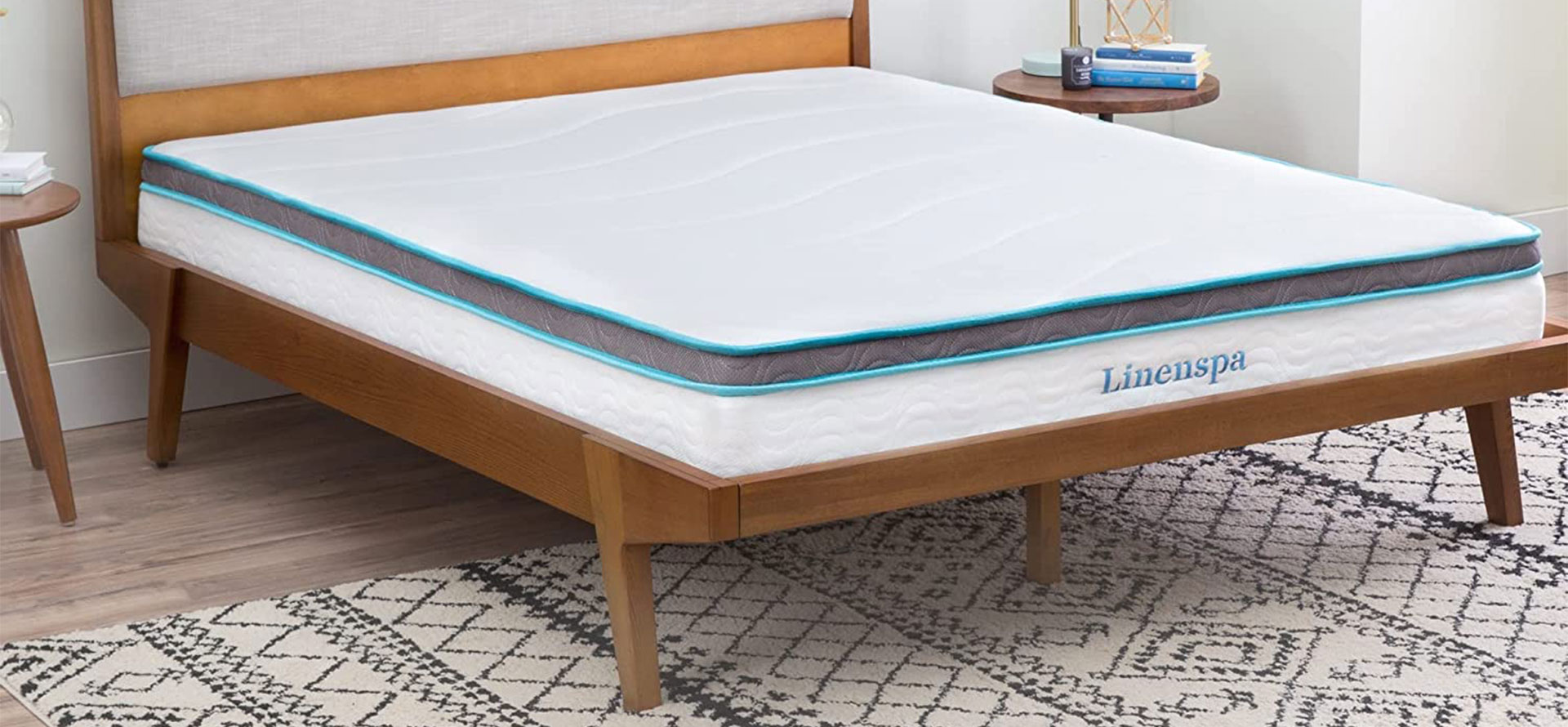 Linenspa mattress on bed.