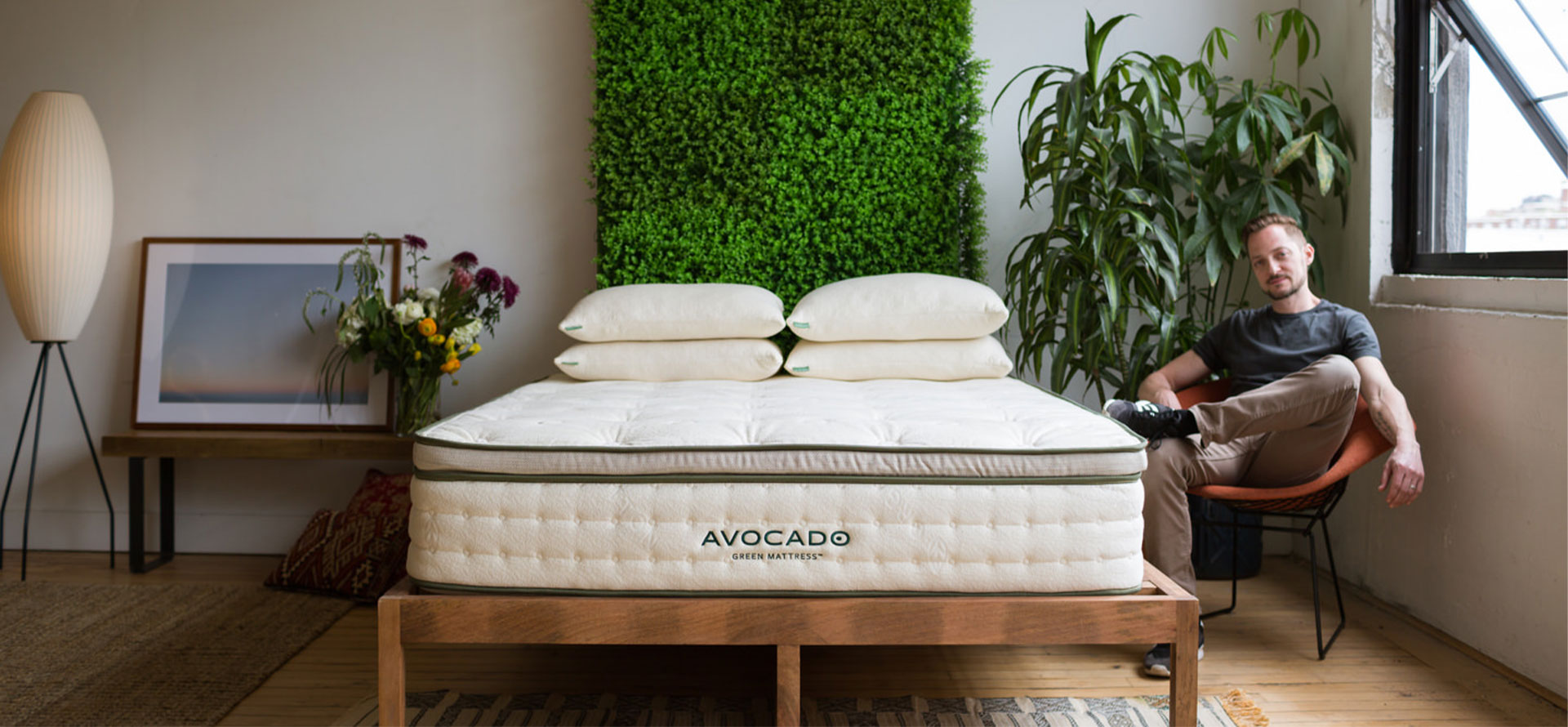 Avocado mattress in room.