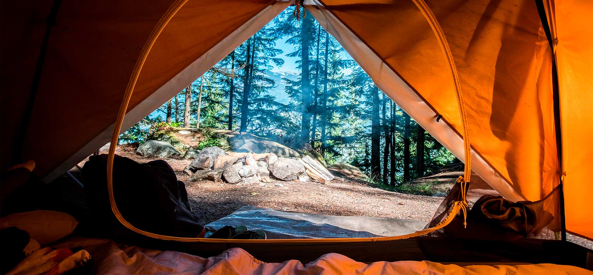 Camping tent view.